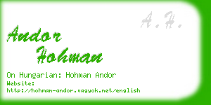 andor hohman business card